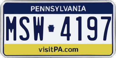 PA license plate MSW4197