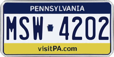PA license plate MSW4202