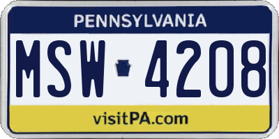 PA license plate MSW4208