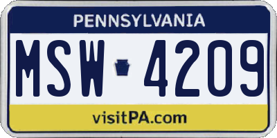 PA license plate MSW4209