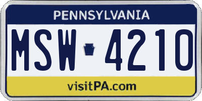 PA license plate MSW4210