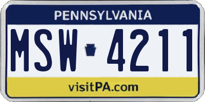 PA license plate MSW4211