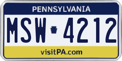 PA license plate MSW4212