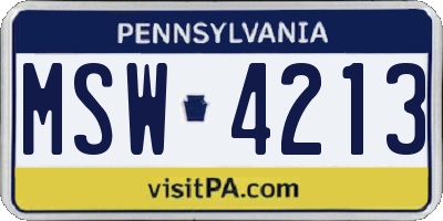 PA license plate MSW4213