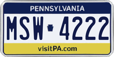 PA license plate MSW4222