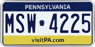 PA license plate MSW4225