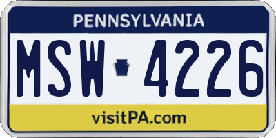 PA license plate MSW4226