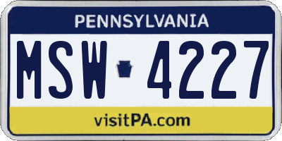 PA license plate MSW4227