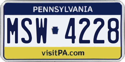 PA license plate MSW4228