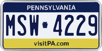 PA license plate MSW4229