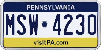 PA license plate MSW4230
