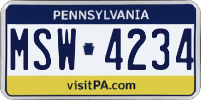 PA license plate MSW4234