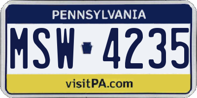 PA license plate MSW4235