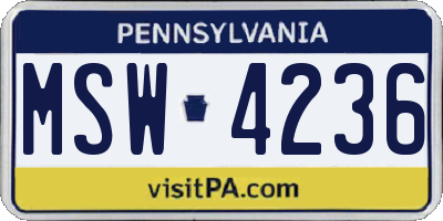 PA license plate MSW4236