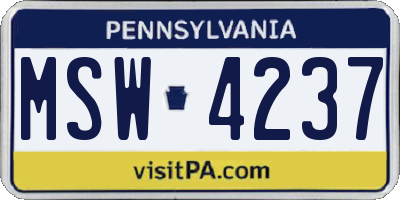 PA license plate MSW4237