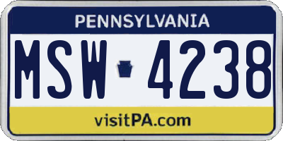 PA license plate MSW4238