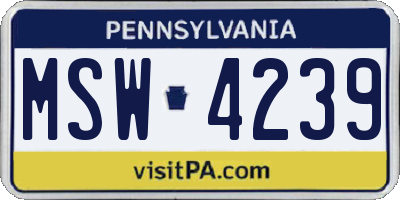 PA license plate MSW4239