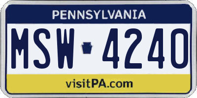 PA license plate MSW4240