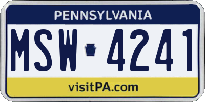 PA license plate MSW4241