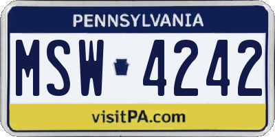 PA license plate MSW4242