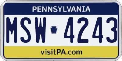 PA license plate MSW4243
