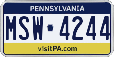 PA license plate MSW4244