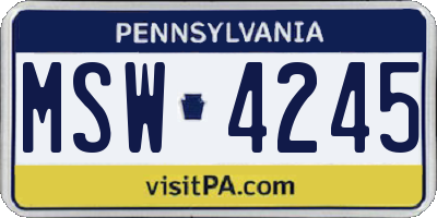 PA license plate MSW4245