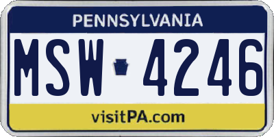 PA license plate MSW4246