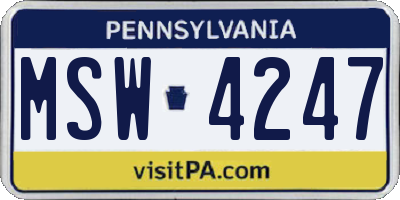 PA license plate MSW4247