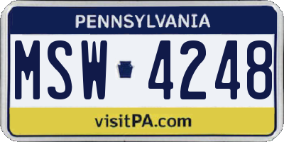 PA license plate MSW4248
