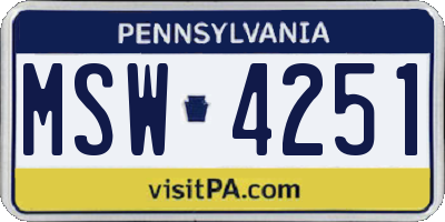 PA license plate MSW4251