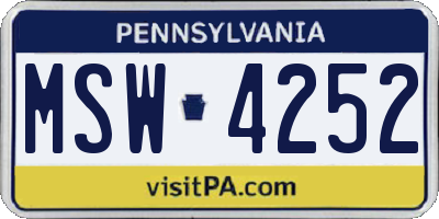 PA license plate MSW4252