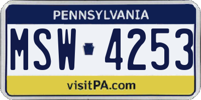 PA license plate MSW4253