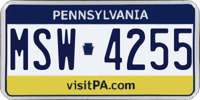 PA license plate MSW4255