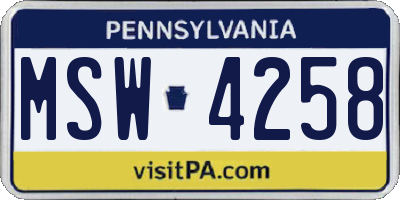 PA license plate MSW4258