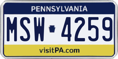 PA license plate MSW4259