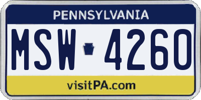 PA license plate MSW4260