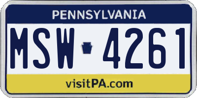 PA license plate MSW4261