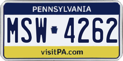 PA license plate MSW4262