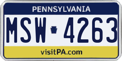 PA license plate MSW4263