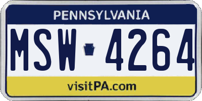 PA license plate MSW4264