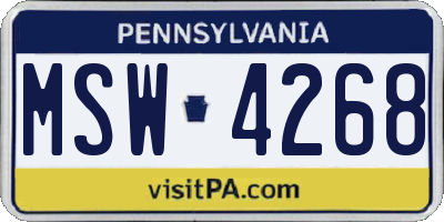 PA license plate MSW4268