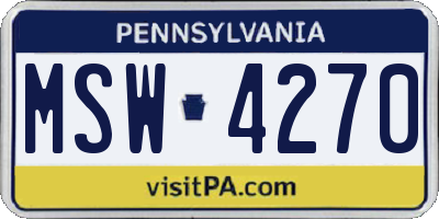 PA license plate MSW4270
