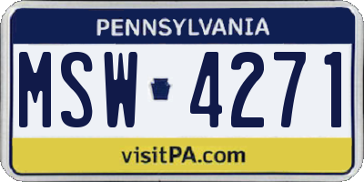 PA license plate MSW4271