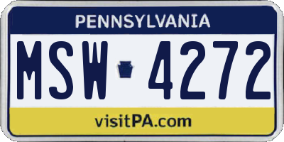 PA license plate MSW4272