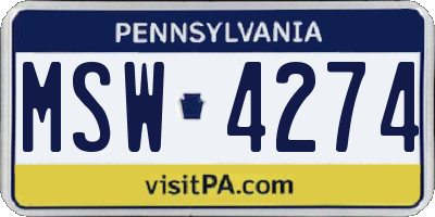 PA license plate MSW4274