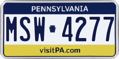 PA license plate MSW4277