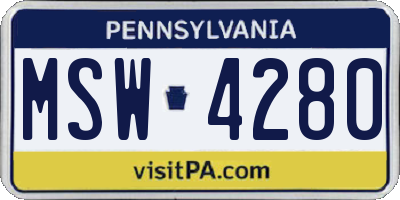 PA license plate MSW4280