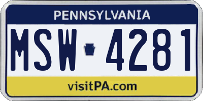 PA license plate MSW4281