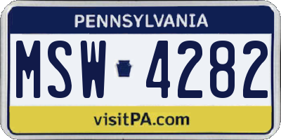 PA license plate MSW4282